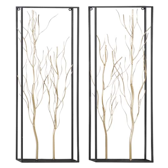 36" Gold Metal Glam Floral Wall Décor Set
